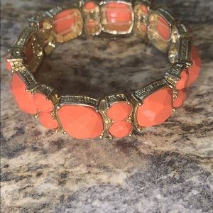 Gold bracelet with coral stones (expandable)